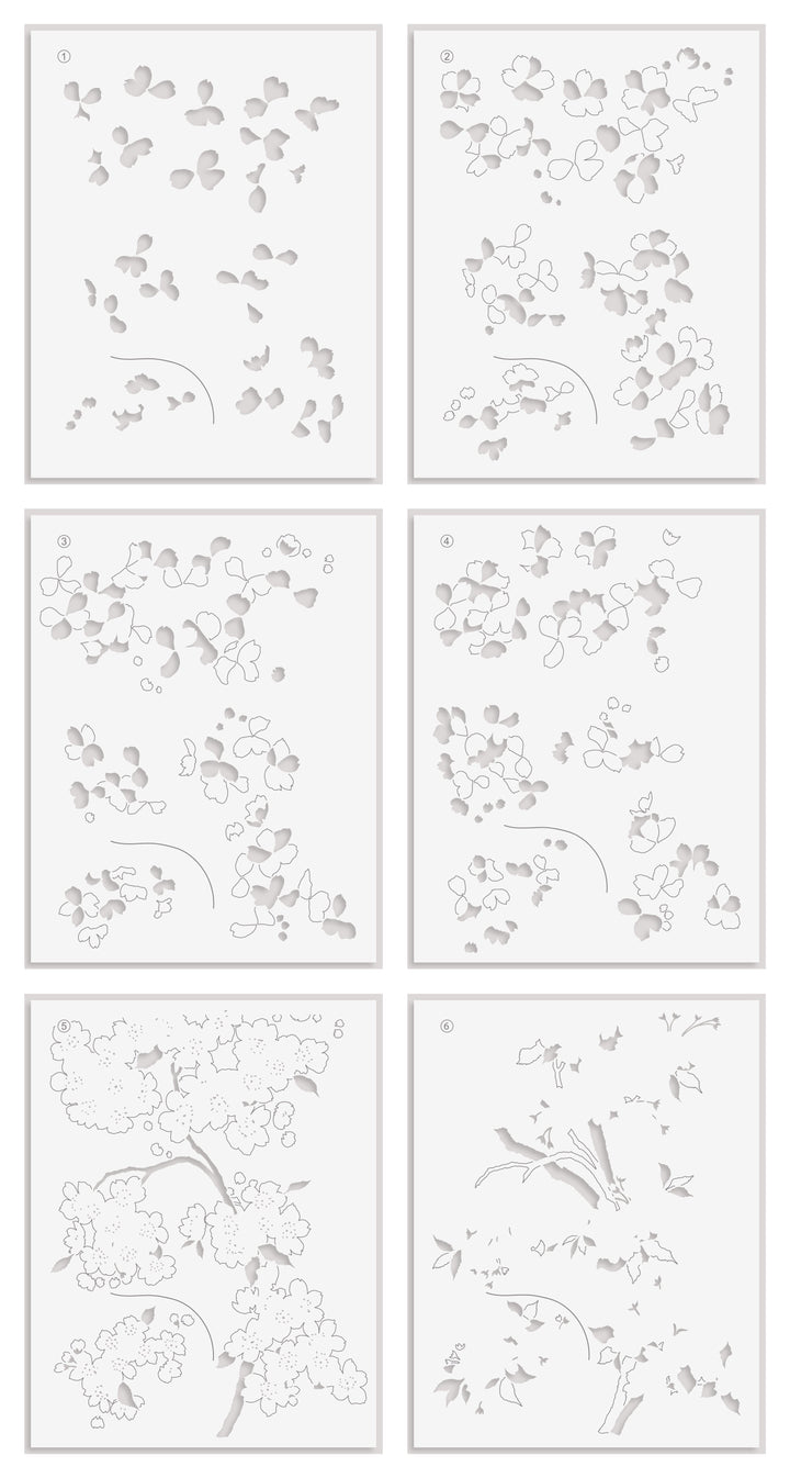 Stamp & Stencil & Embossing Folder Bundle Sakura Blossoms