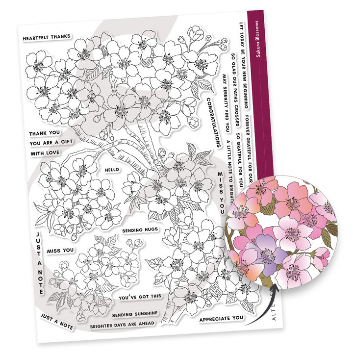 Stamp & Stencil & Embossing Folder Bundle Sakura Blossoms