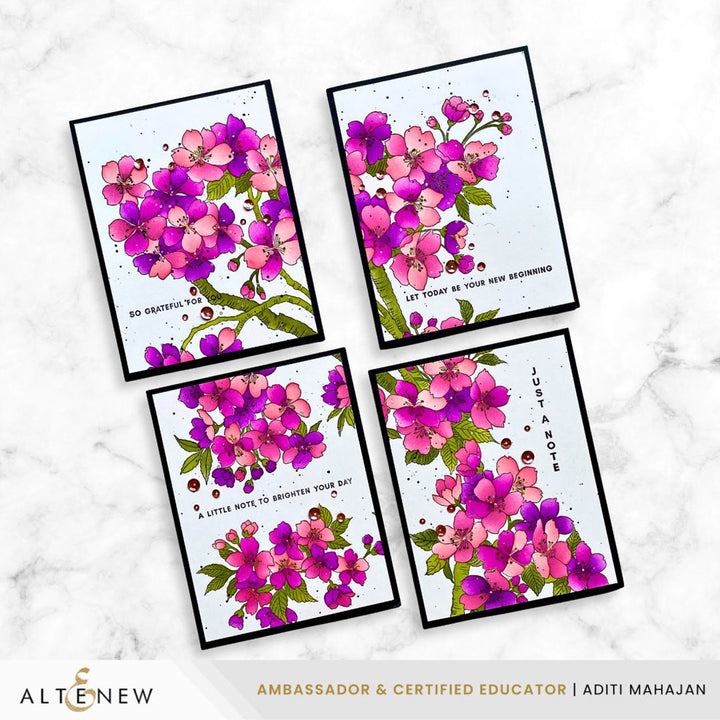 Stamp & Stencil & Embossing Folder Bundle Sakura Blossoms