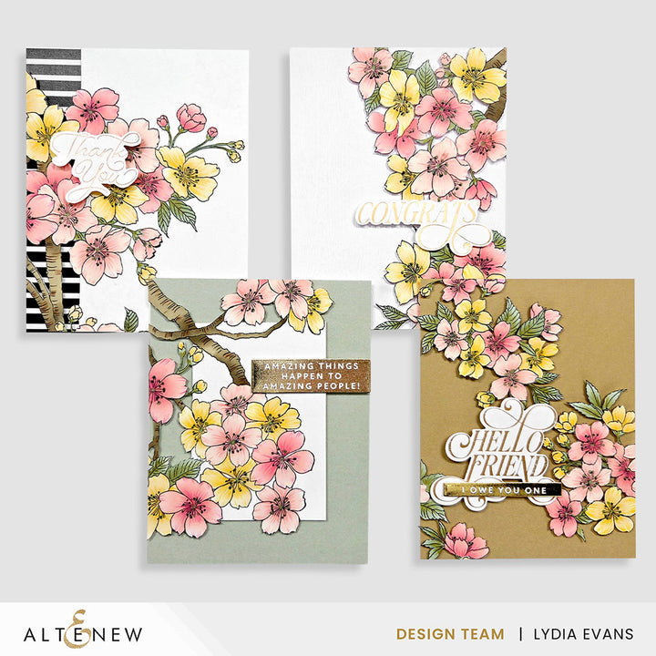 Stamp & Stencil & Embossing Folder Bundle Sakura Blossoms