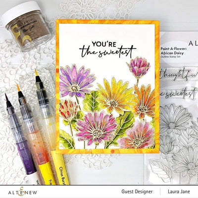 Stamp & Watercolor Bundle Paint-A-Flower: African Daisy & Artists' Watercolor 24 Pan Set Bundle