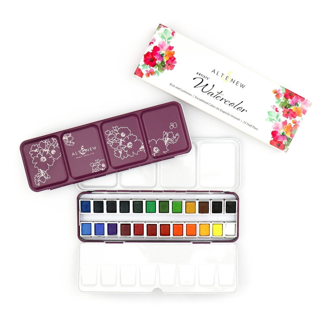 Stamp & Watercolor Bundle Paint-A-Flower: African Daisy & Artists' Watercolor 24 Pan Set Bundle