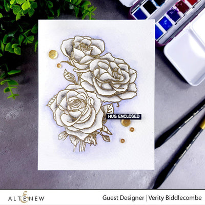 Stamp & Watercolor Bundle Paint-A-Flower: Rosa Floribunda & Artists' Watercolor 24 Pan Set Bundle