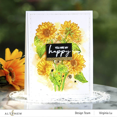 Stamp & Watercolor Bundle Sunflower Outline Stamp Set & Woodless Watercolor Pencils Bundle