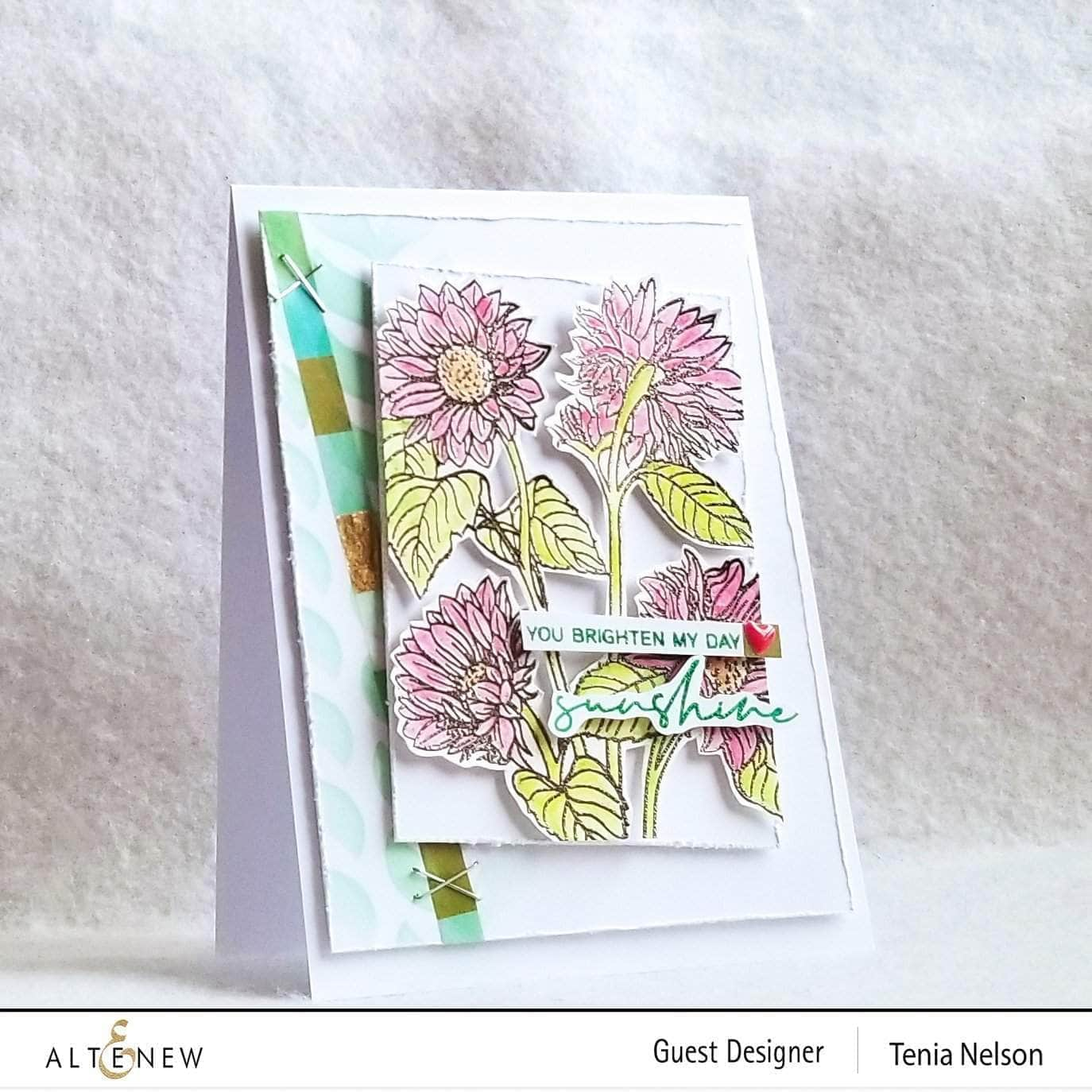 Stamp & Watercolor Bundle Sunflower Outline Stamp Set & Woodless Watercolor Pencils Bundle