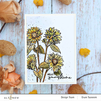 Stamp & Watercolor Bundle Sunflower Outline Stamp Set & Woodless Watercolor Pencils Bundle