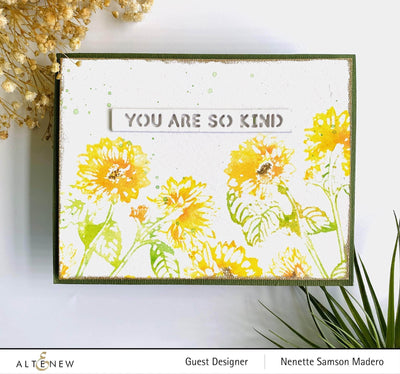 Stamp & Watercolor Bundle Sunflower Outline Stamp Set & Woodless Watercolor Pencils Bundle