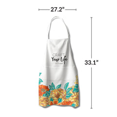Stationery & Gifts Artsy Apron: Orange & Yellow Billowing Peonies - White