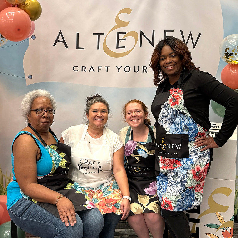 Stationery & Gifts Artsy Apron: Red & Blue Billowing Peonies - Black