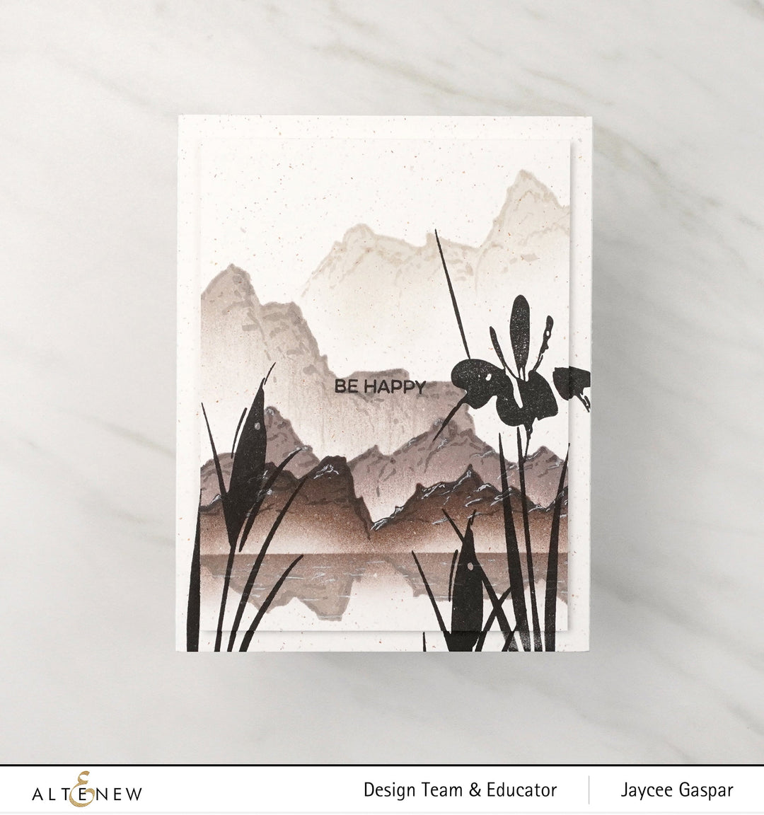 Stencil Abstract Mountain Scene Stencil