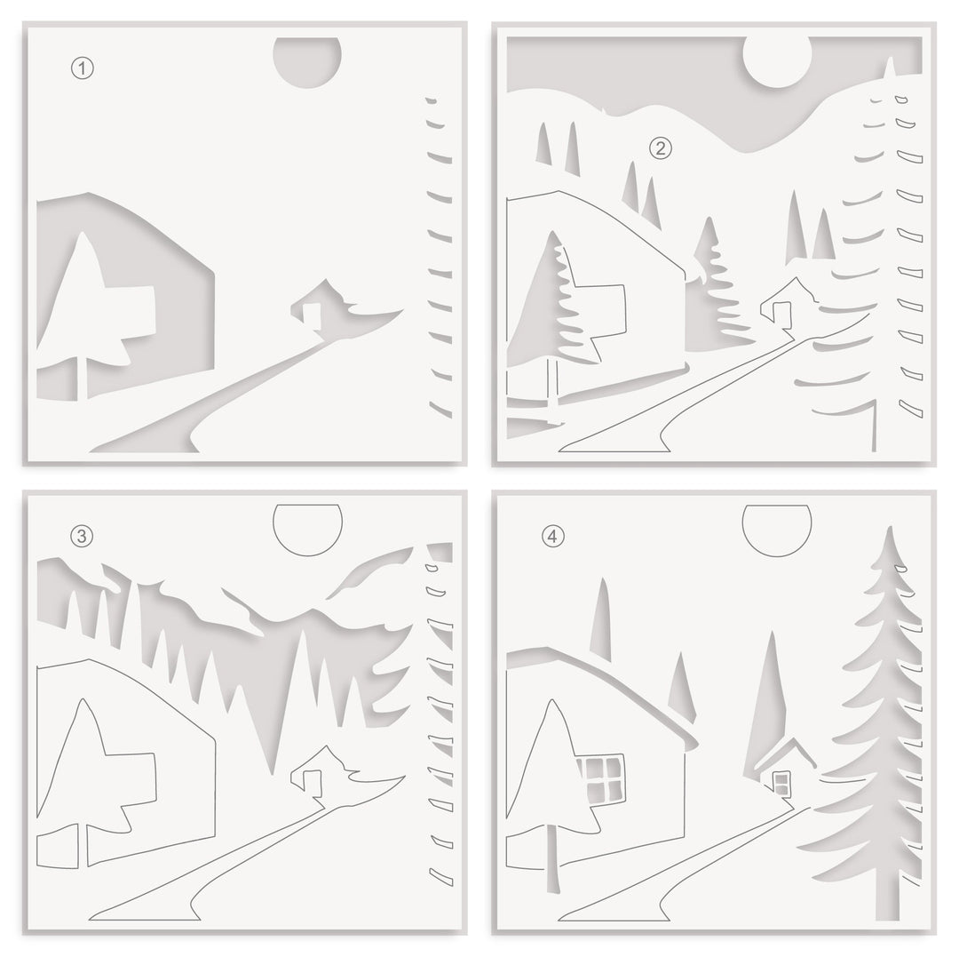 Stencil Abstract Village Builder Stencil Set (4 in 1)