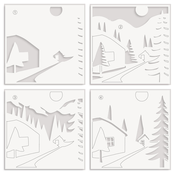 Stencil Abstract Village Builder Stencil Set (4 in 1)