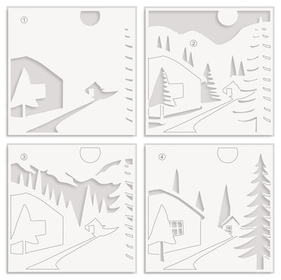 Stencil Abstract Village Builder Stencil Set (4 in 1)