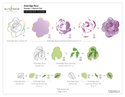 Stencil Ambridge Rose Simple Coloring Stencil Set (4 in 1)