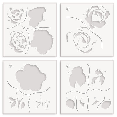 Stencil Ambridge Rose Simple Coloring Stencil Set (4 in 1)