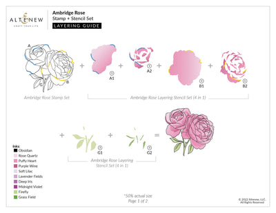 Stencil Ambridge Rose Simple Coloring Stencil Set (4 in 1)