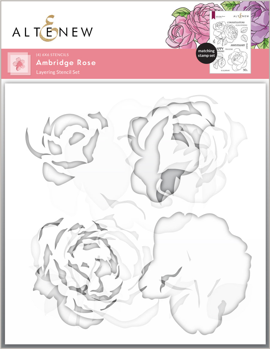 Stencil Ambridge Rose Simple Coloring Stencil Set (4 in 1)