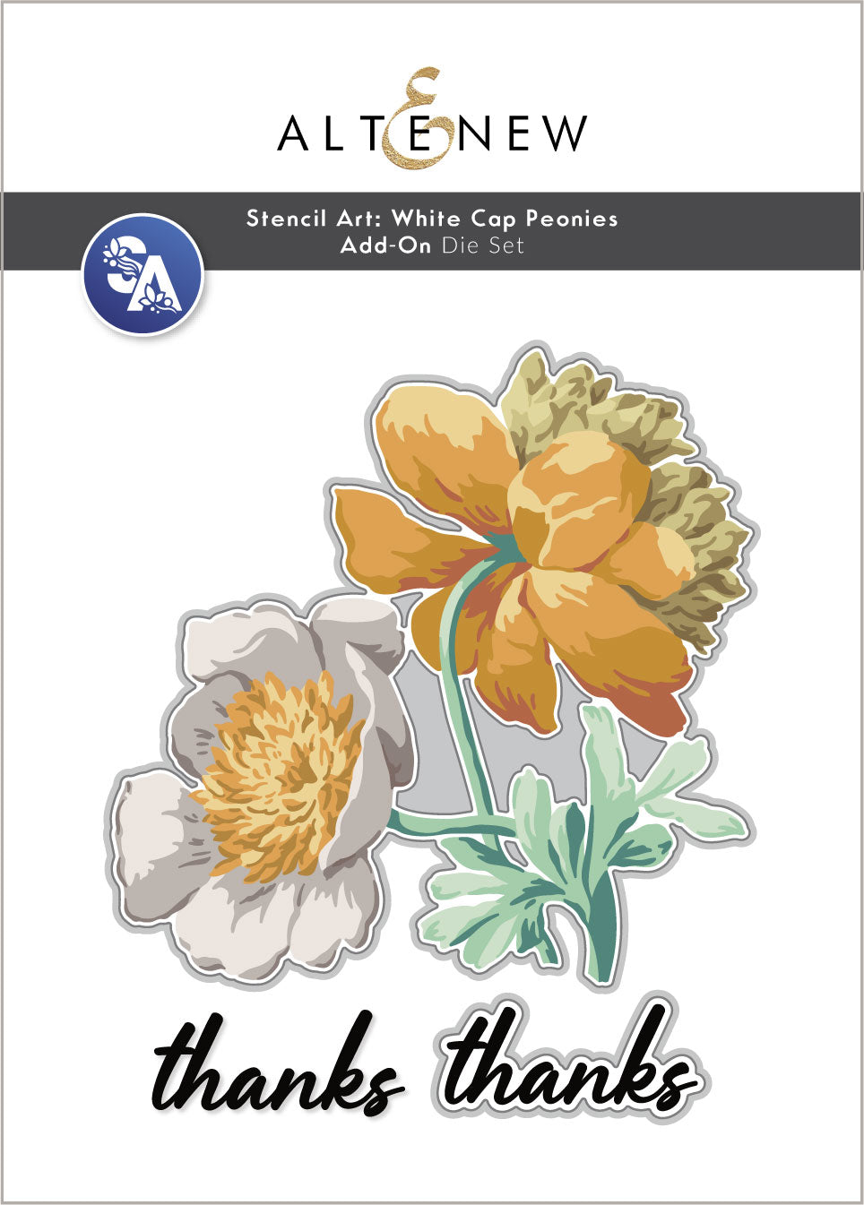 Stencil Art Bundle Stencil Art: White Cap Peonies & Add-on Die Bundle