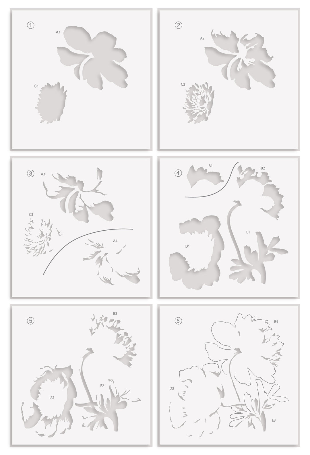 Stencil Art Bundle Stencil Art: White Cap Peonies & Add-on Die Bundle