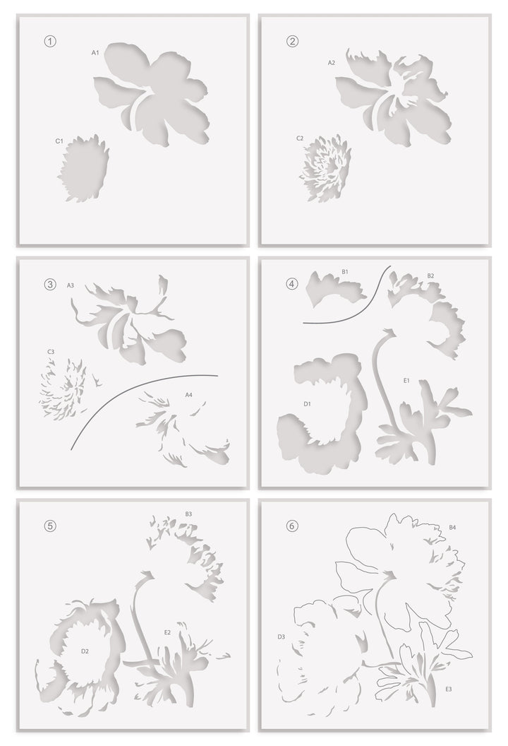 Stencil Art Bundle Stencil Art: White Cap Peonies & Add-on Die Bundle