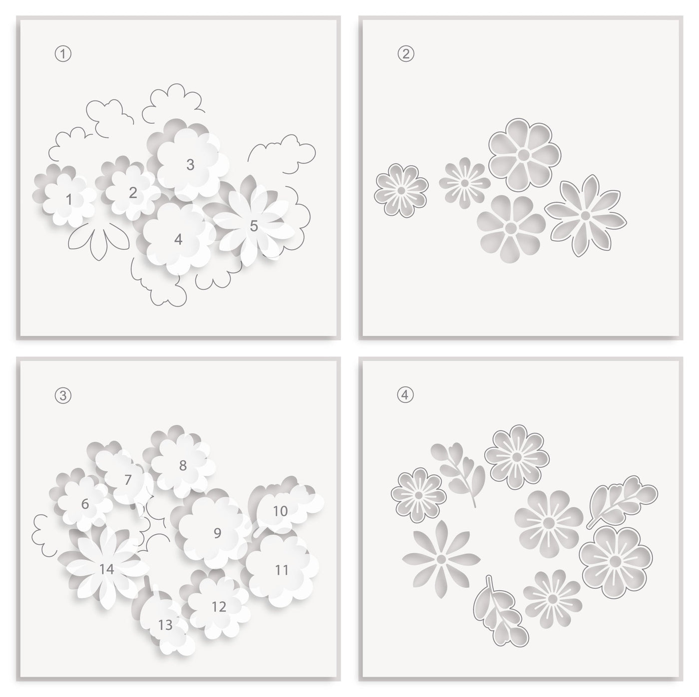 Stencil Bloom Cookies Layering Stencil Set (4 in 1)