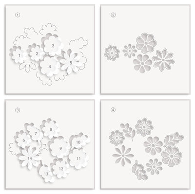 Stencil Bloom Cookies Layering Stencil Set (4 in 1)