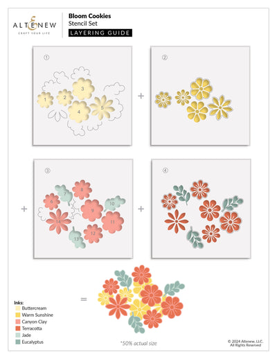 Stencil Bloom Cookies Layering Stencil Set (4 in 1)