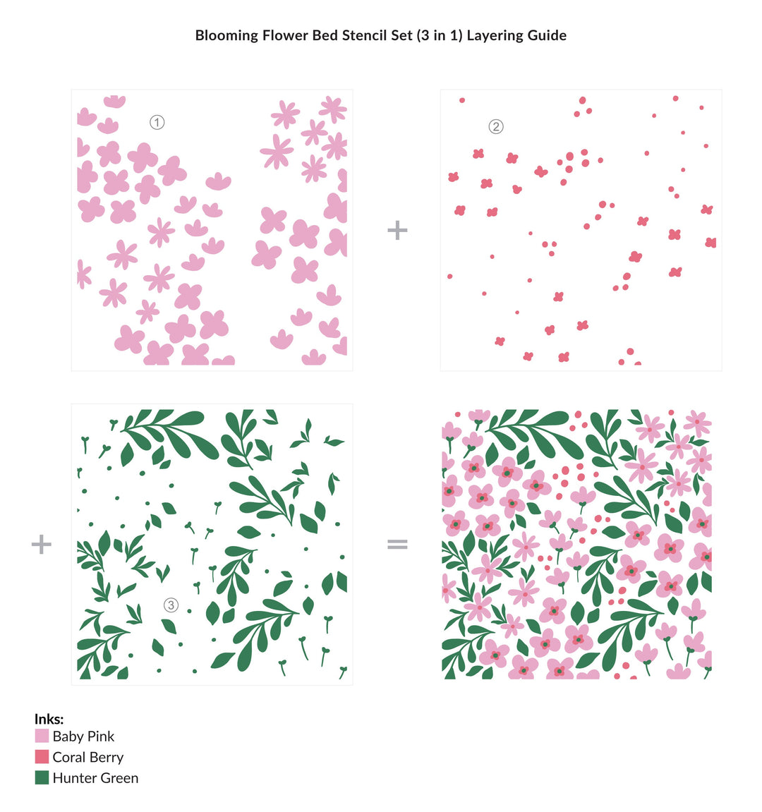 Stencil Blooming Flower Bed Stencil Set (3 in 1)