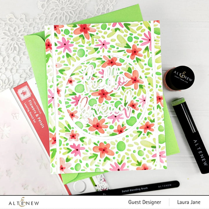 Stencil Bundle Circle Frame Mask Stencil & Flowers & Petals Layering Stencil Bundle
