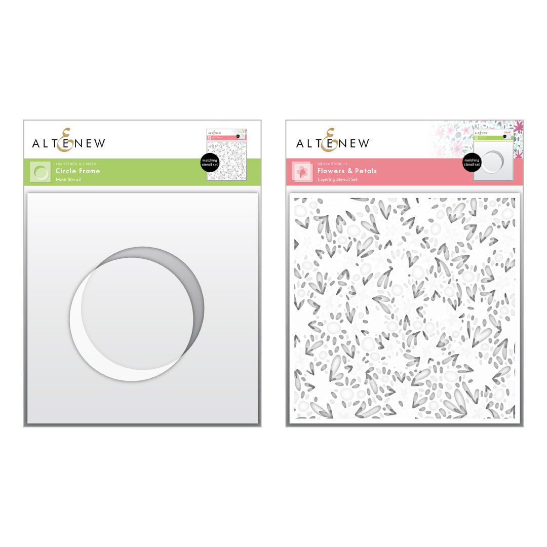 Stencil Bundle Circle Frame Mask Stencil & Flowers & Petals Layering Stencil Bundle