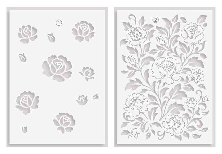 Stencil Chateau Blooms Stencil Set (2 in 1)