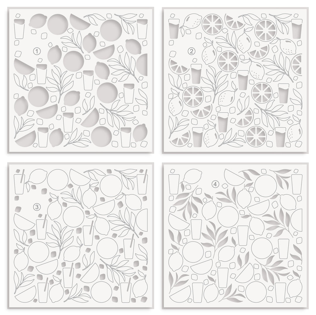 Stencil Citrus Fruits Pattern Layering Stencil Set (4 in 1)