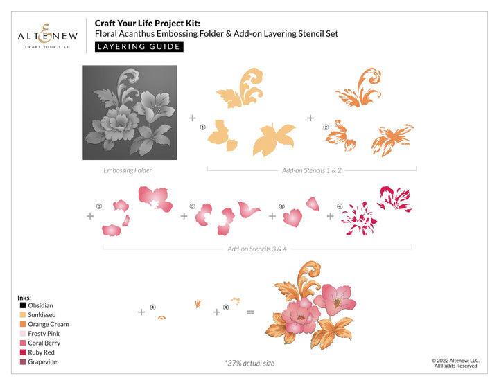 Stencil Craft Your Life Project Kit: Floral Acanthus Add-on Layering Stencil for Embossing Folder (4 in 1)