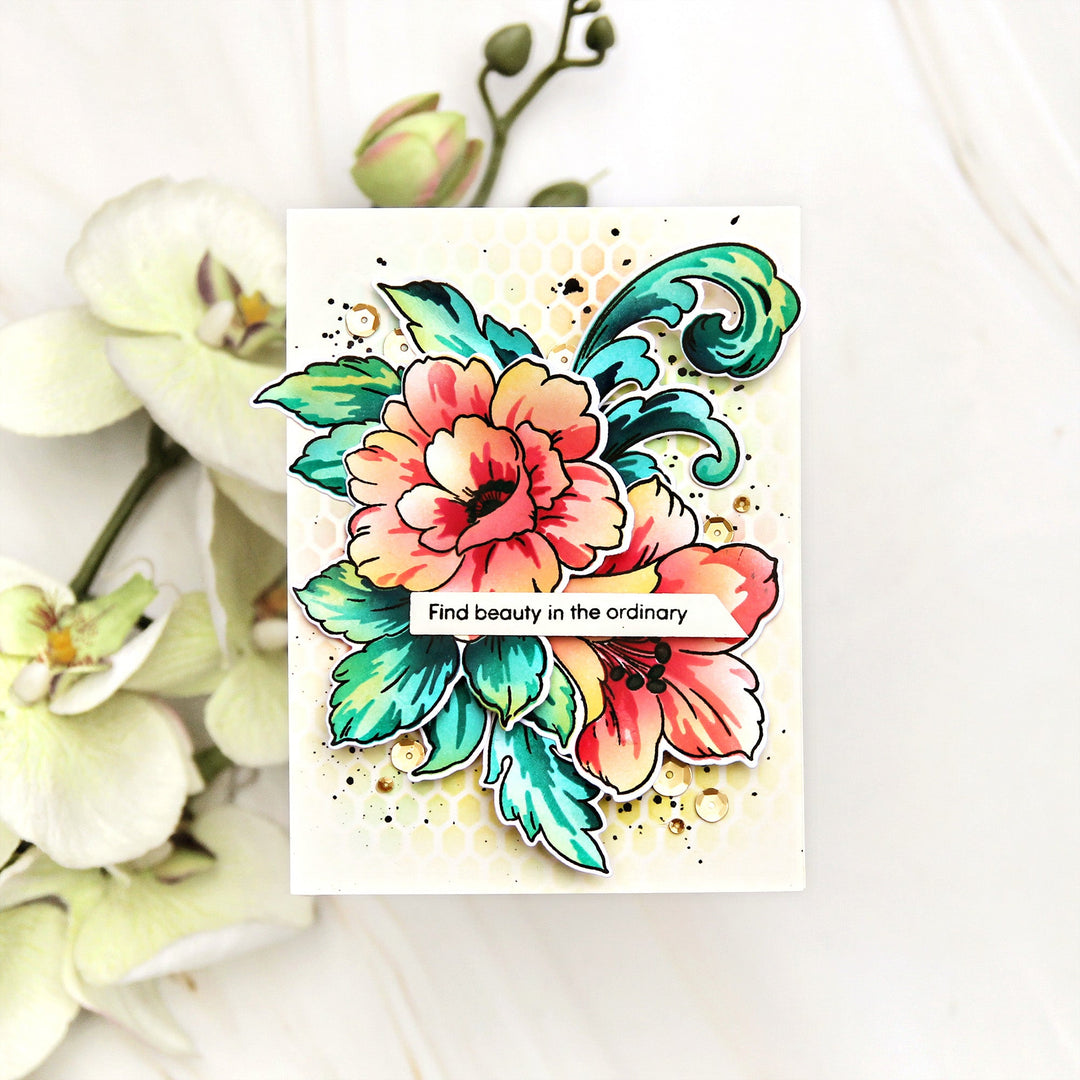 Stencil Craft Your Life Project Kit: Floral Acanthus Add-on Layering Stencil for Embossing Folder (4 in 1)