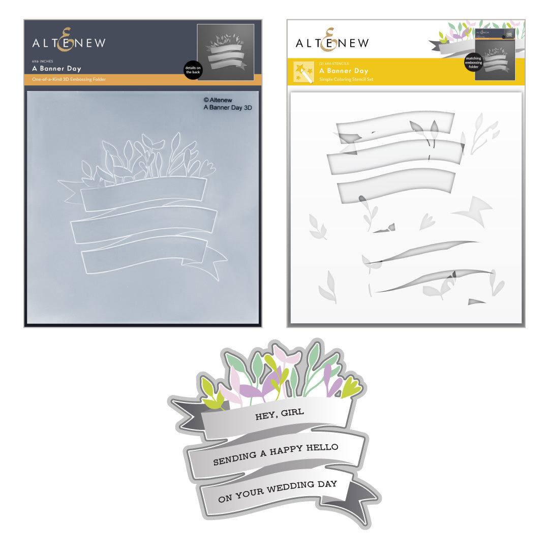 Stencil & Die & Embossing Folder Bundle A Banner Day