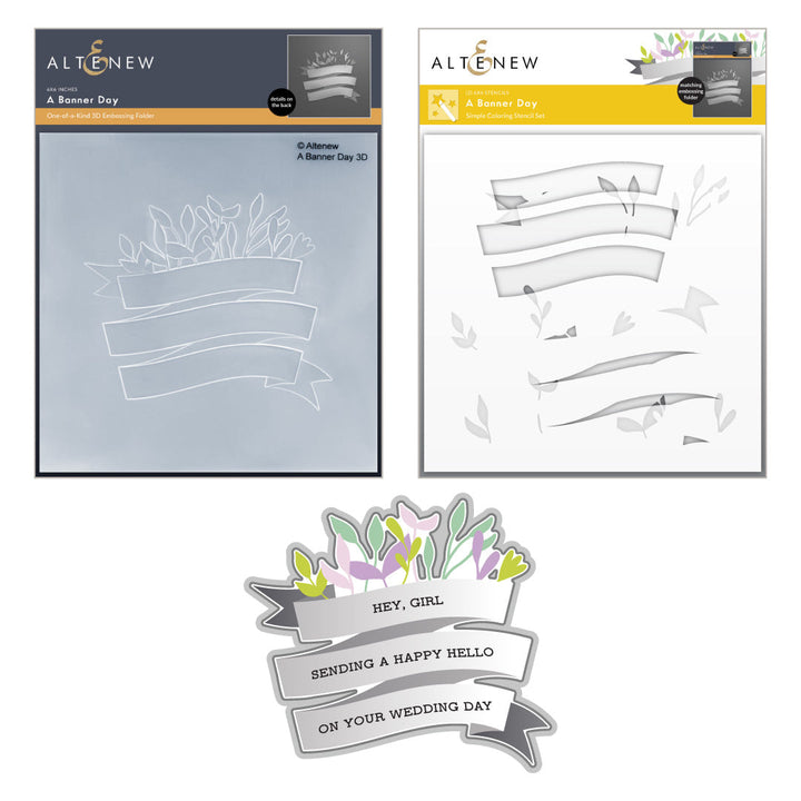 Stencil & Die & Embossing Folder Bundle A Banner Day