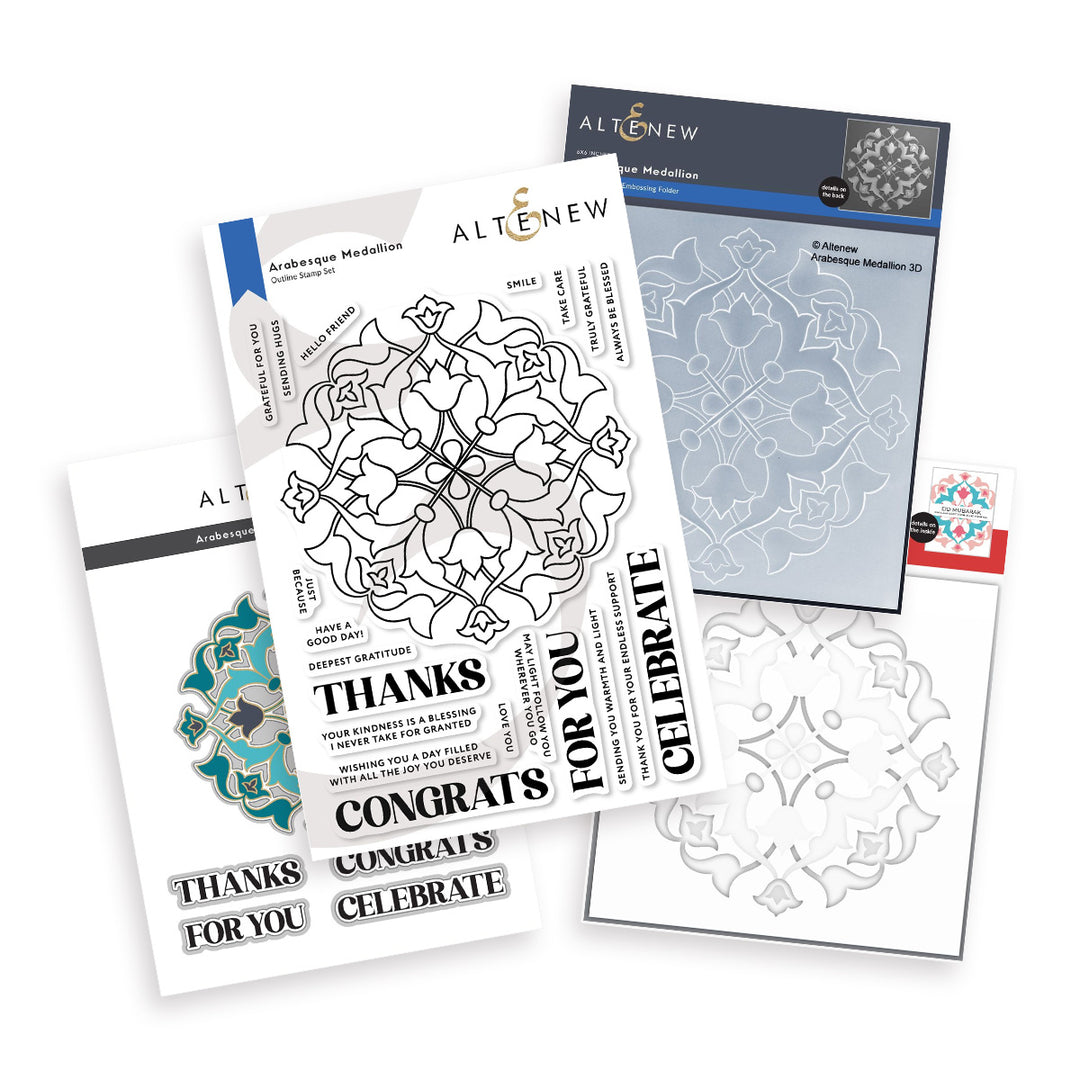 Stencil & Die & Embossing Folder Bundle Arabesque Medallion