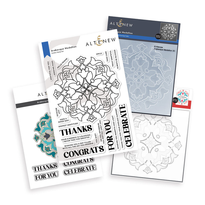 Stencil & Die & Embossing Folder Bundle Arabesque Medallion
