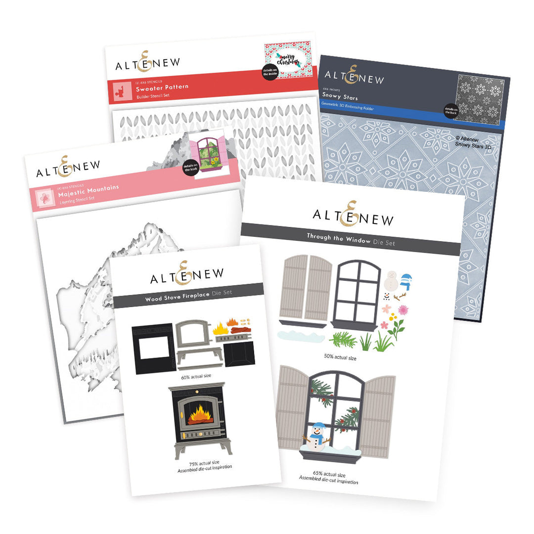 Stencil & Die & Embossing Folder Bundle Cozy Cabin Crafting Bundle