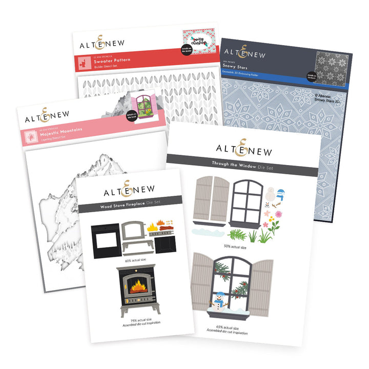 Stencil & Die & Embossing Folder Bundle Cozy Cabin Crafting Bundle