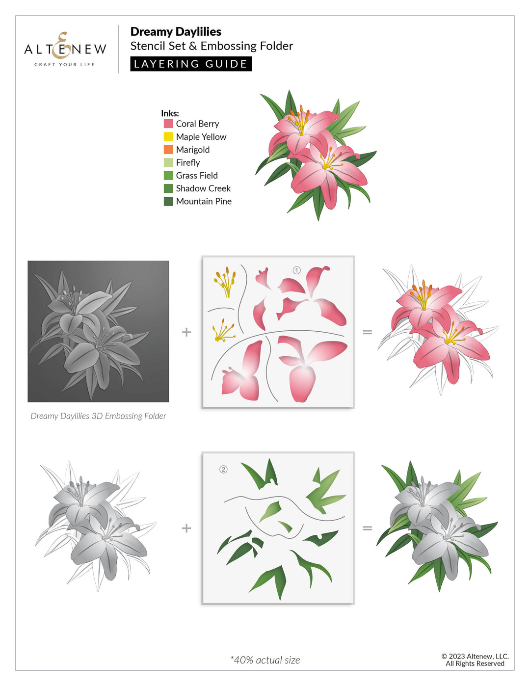 Stencil & Die & Embossing Folder Bundle Dreamy Daylilies