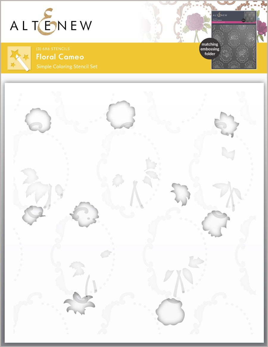Stencil & Die & Embossing Folder Bundle Floral Cameo