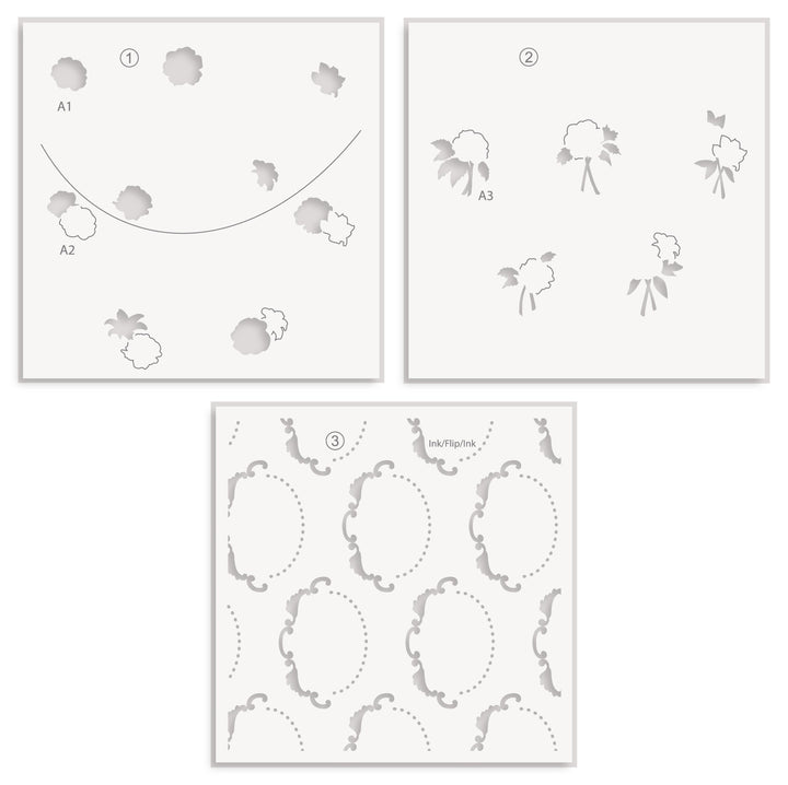 Stencil & Die & Embossing Folder Bundle Floral Cameo