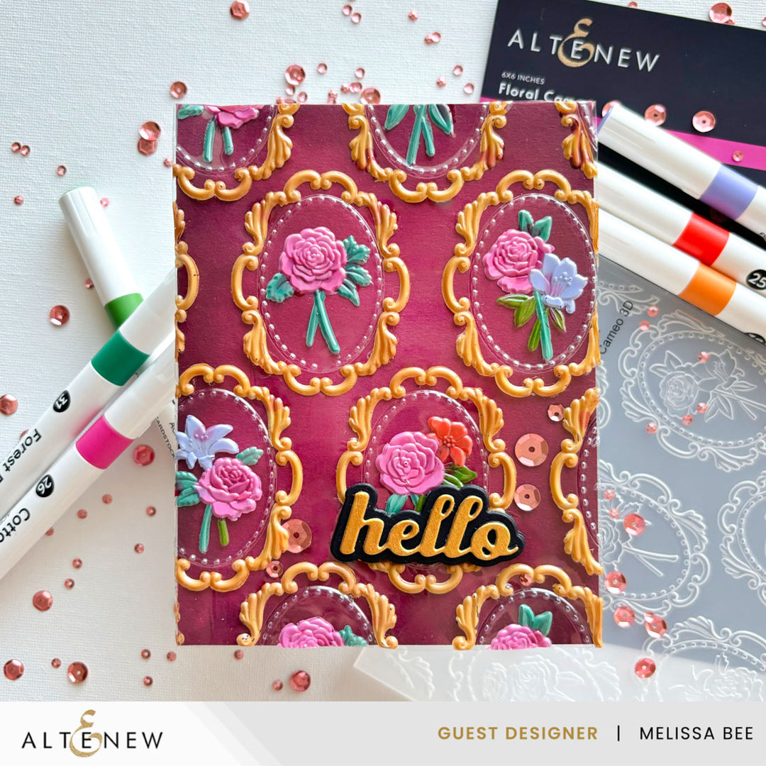Stencil & Die & Embossing Folder Bundle Floral Cameo