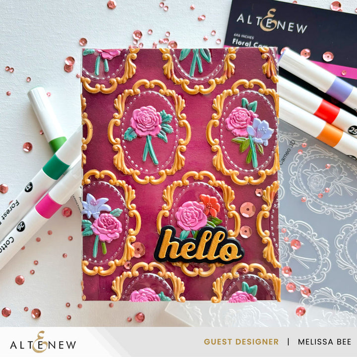 Stencil & Die & Embossing Folder Bundle Floral Cameo