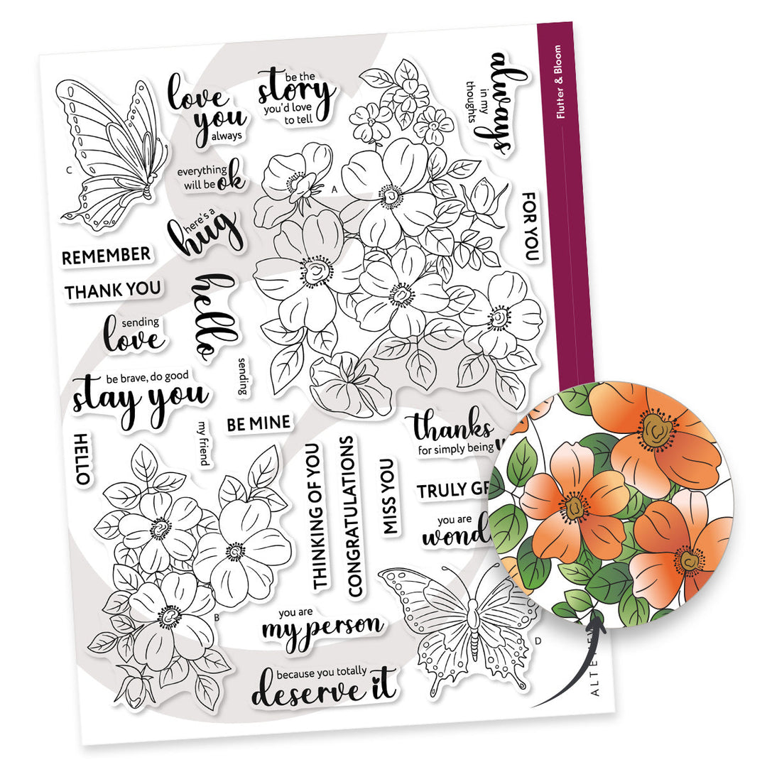 Stencil & Die & Embossing Folder Bundle Flutter Bloom