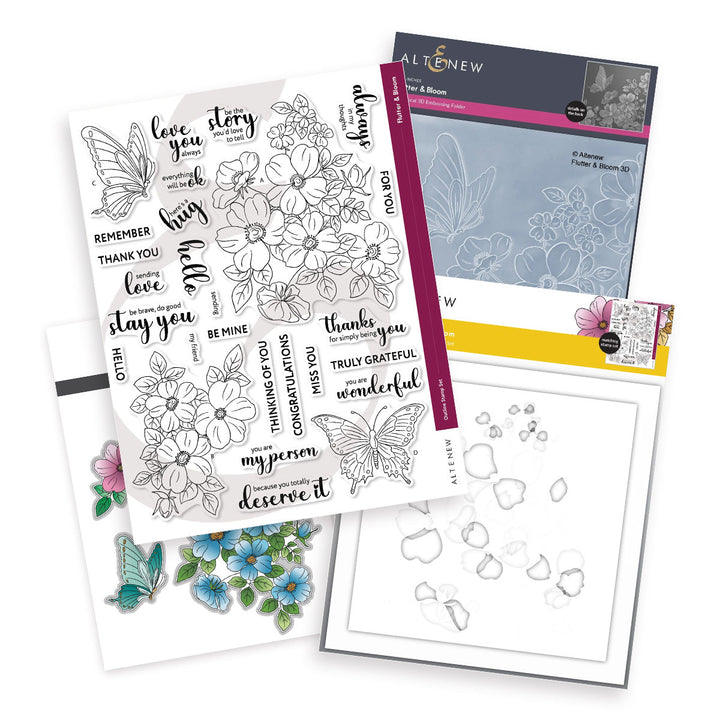 Stencil & Die & Embossing Folder Bundle Flutter Bloom