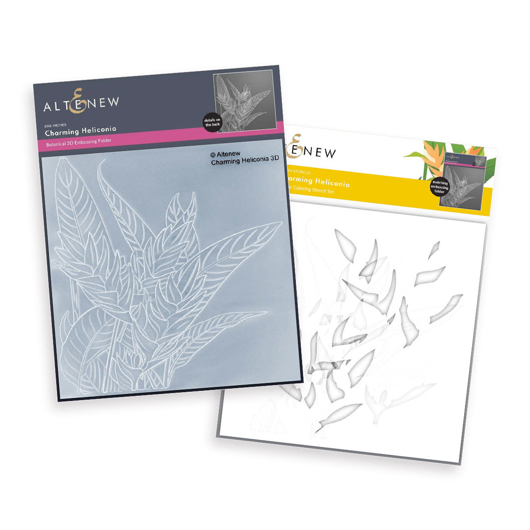 Stencil & Embossing Folder Bundle Charming Heliconia