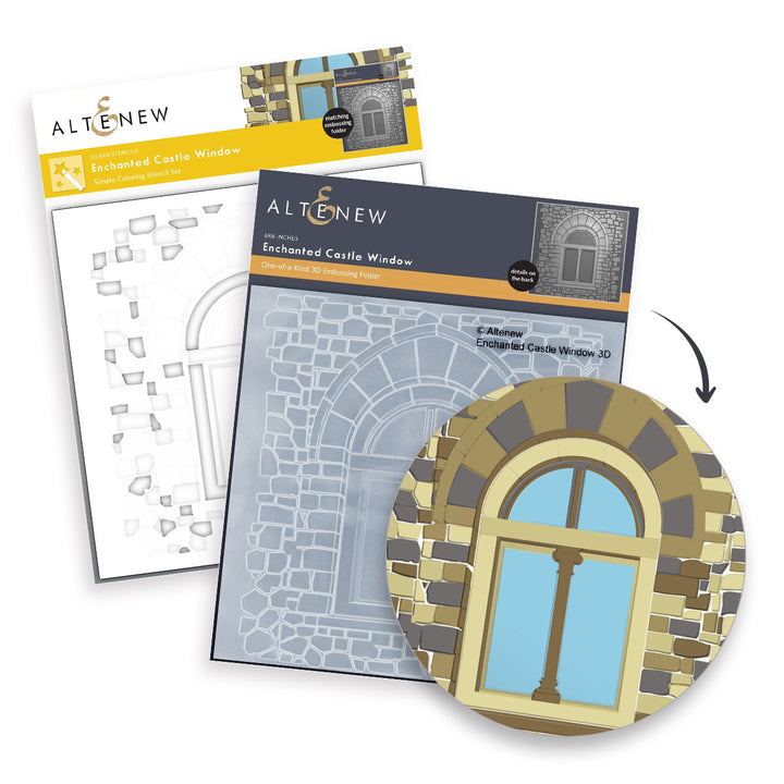 Stencil & Embossing Folder Bundle Enchanted Castle Window