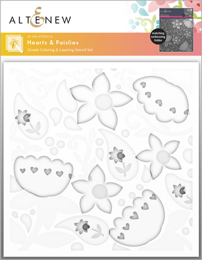 Stencil & Embossing Folder Bundle Hearts & Paislies